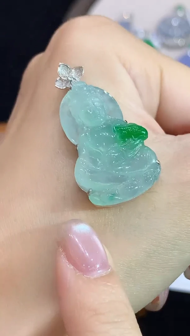 翡翠18K金镶嵌吊坠(不含链)CJQ多样性发其一