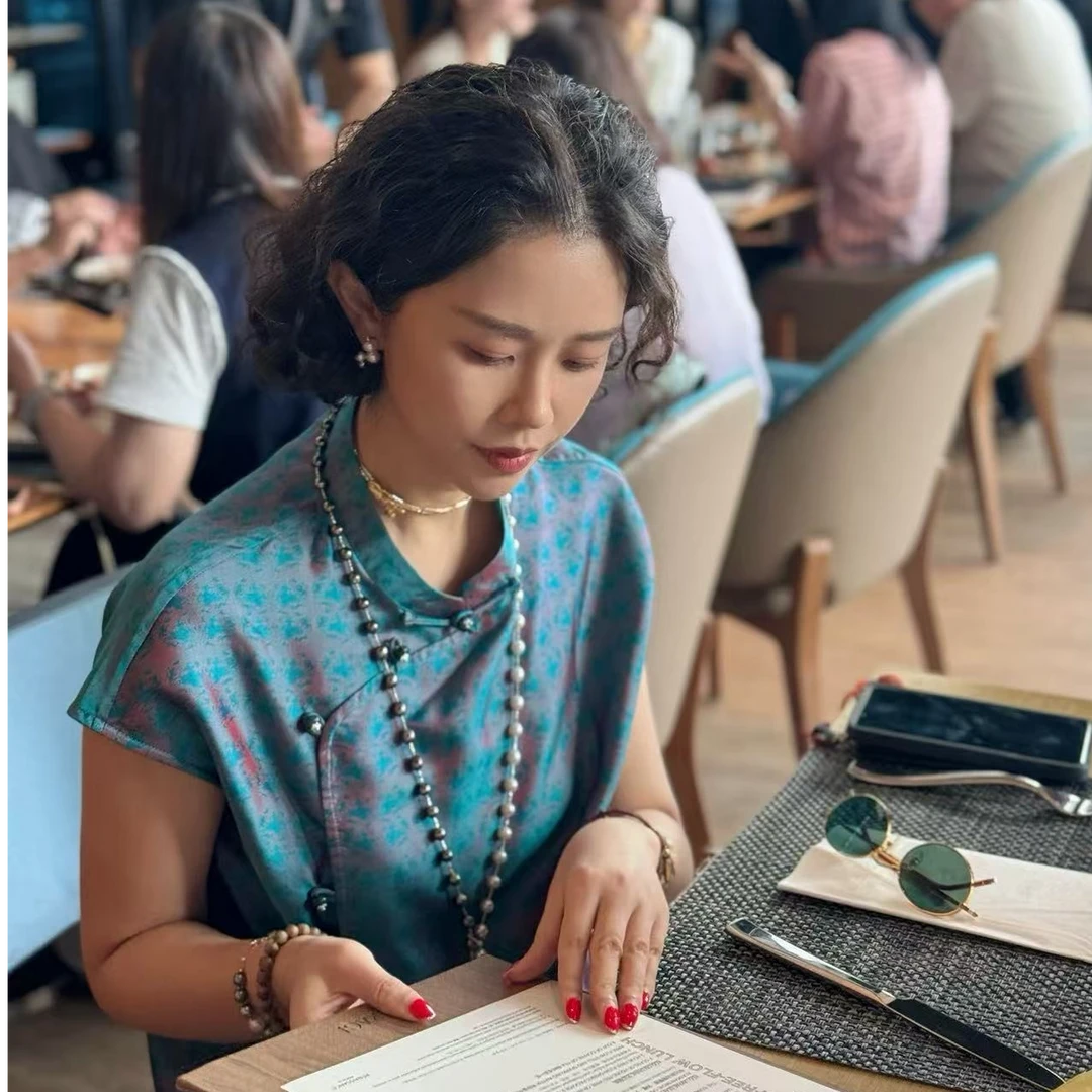 Y【叭哒不惑】浮光锦 桑蚕丝精致提花中式盘扣短袖上衣女复古百搭