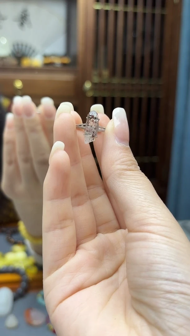 银S925镶嵌车挂水晶s925银超七水晶戒指FS