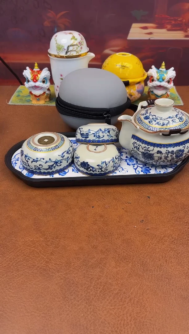 陶瓷茶具摆件旅行套组