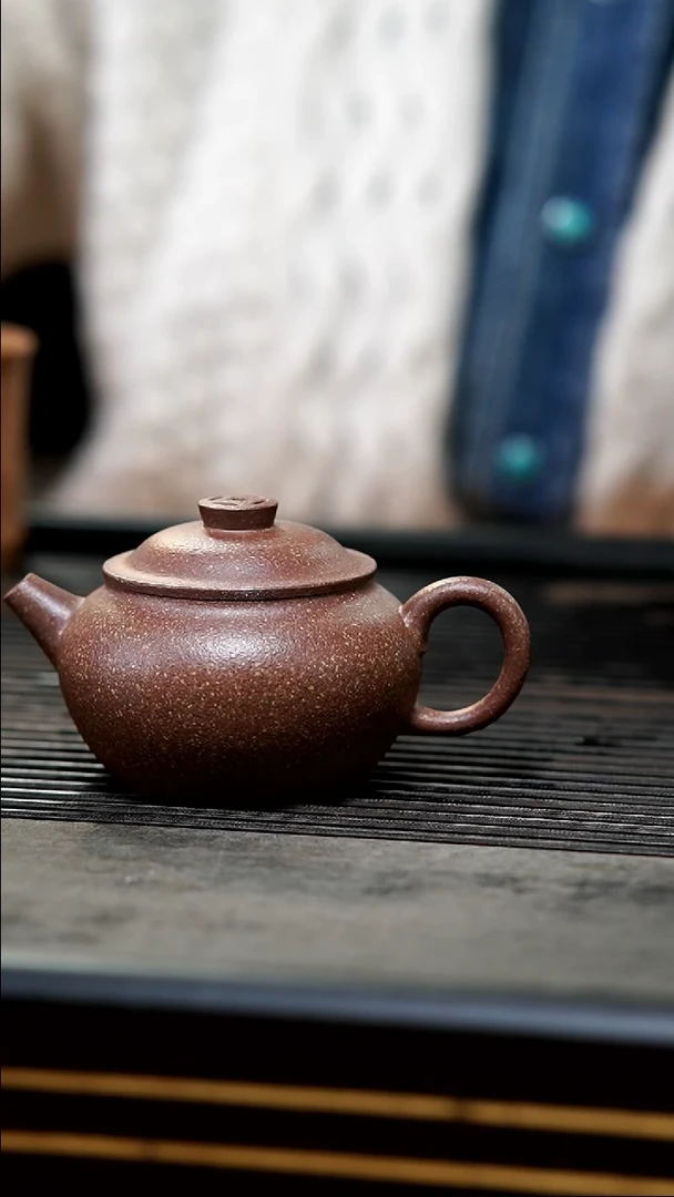 【闪购商品】手磨紫降坡聚宝盆壶160cc