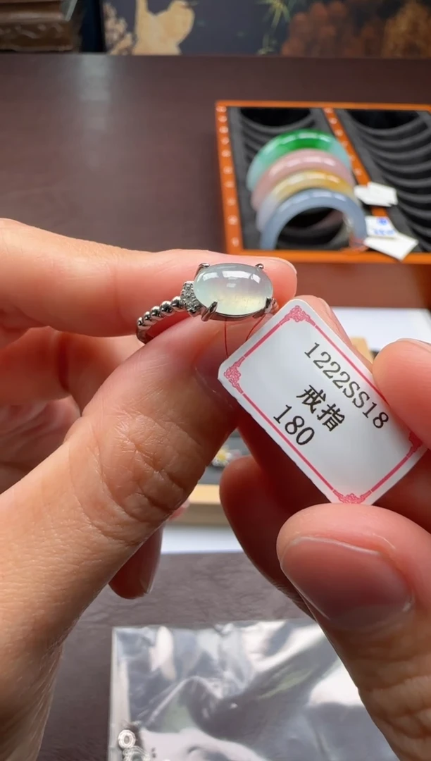 银S925镶嵌戒指翡翠木*每1222SS18