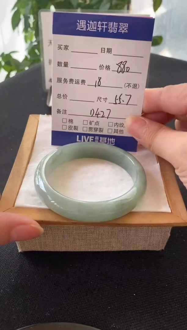 翡翠手镯未镶嵌56圈口 D427编码