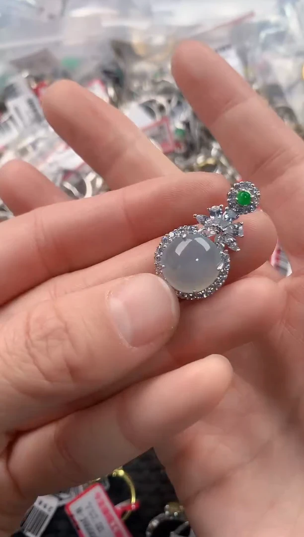 银S925镶嵌戒指翡翠111  3