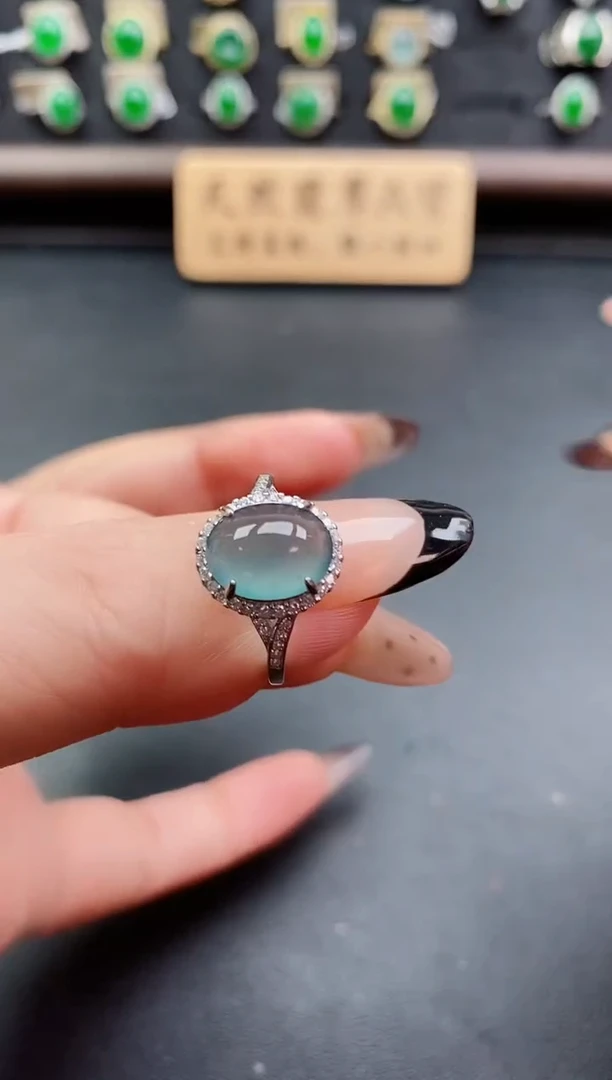 银S925镶嵌戒指翡翠1