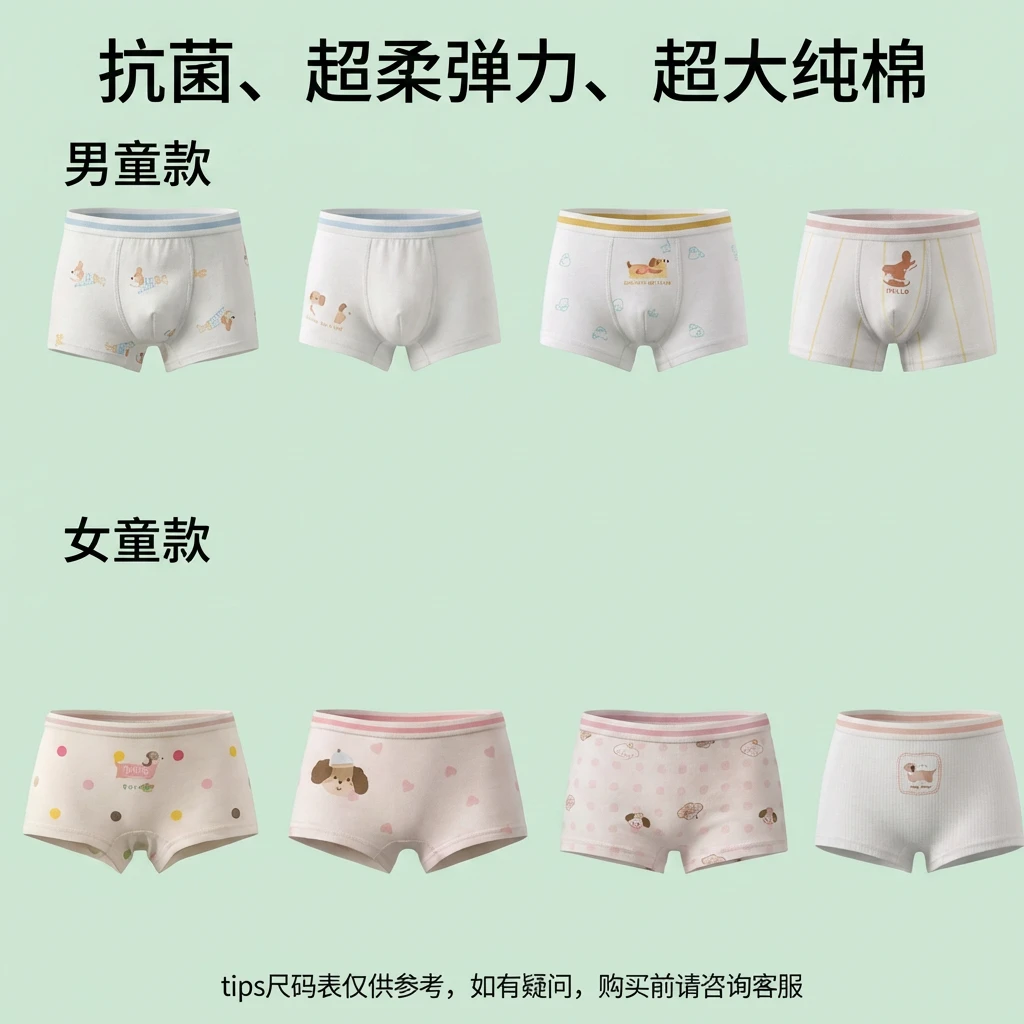 豫安小哪吒CCIA国棉高品质认证棉花抗菌儿童内裤超柔弹力超大纯棉男女