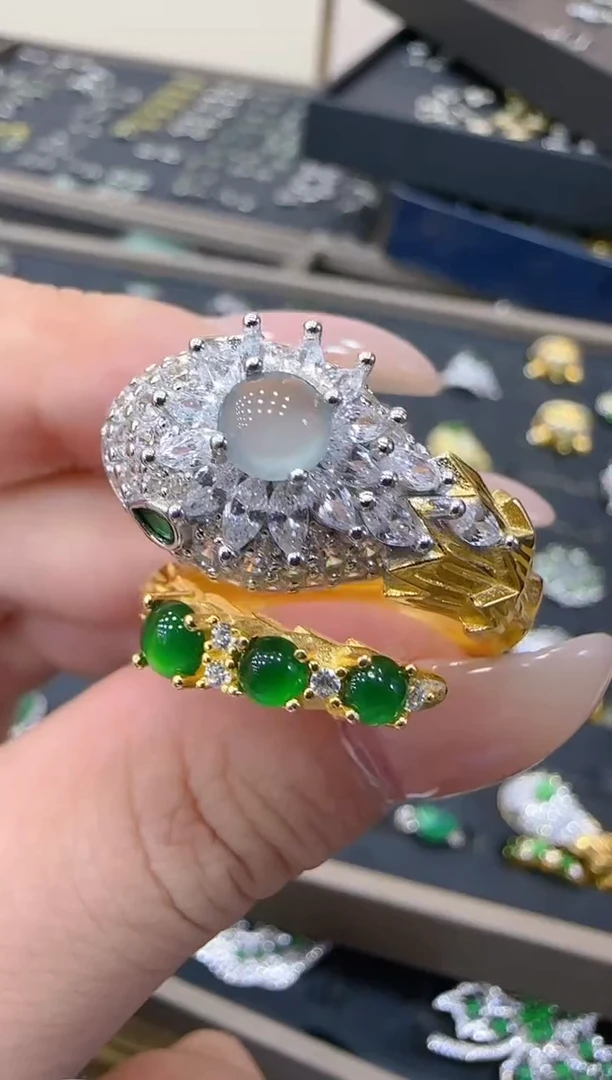 【闪购商品】翡翠戒指银S925镶嵌团购多样性发一件