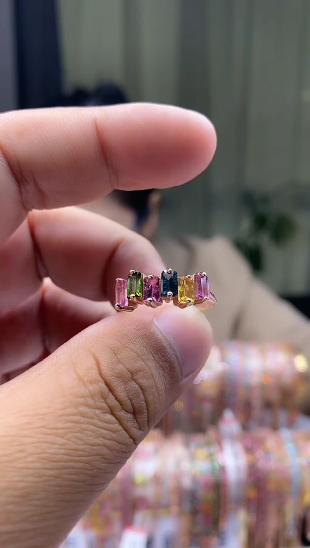 【闪购商品】碧玺戒指银S925镶嵌5343543543