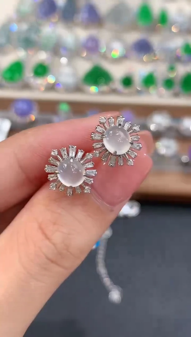 18K金镶嵌翡翠耳饰a158多样性一件发货