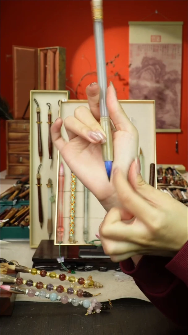 412号闪孤品高货毛笔链接 清水试笔 蘸墨不退