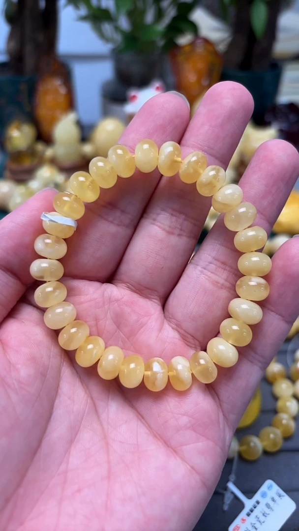 手串蜜蜡未镶嵌p66超精工俄料算盘珠手串 10.83克 9+mm