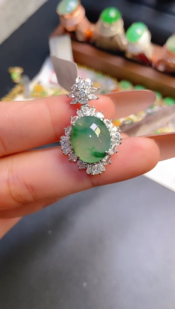 银S925镶嵌戒指翡翠天然