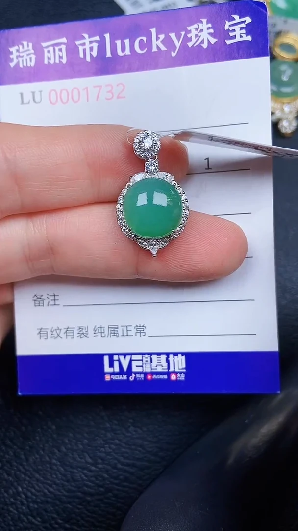 颈饰银S925镶嵌翡翠1723