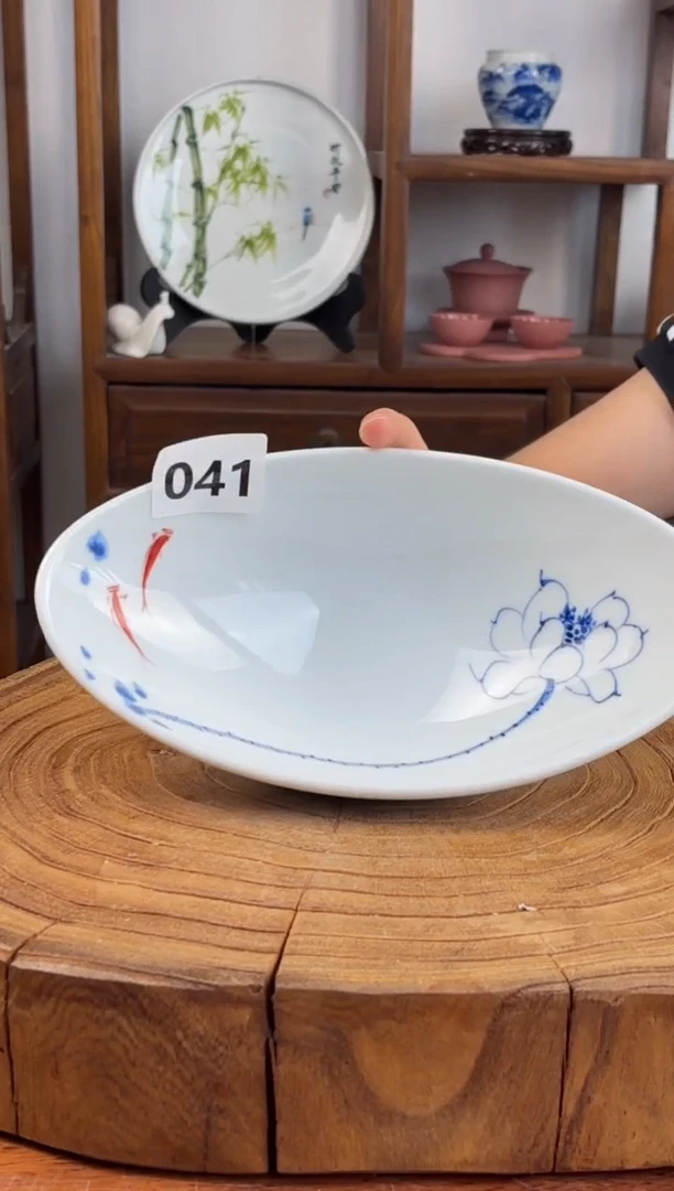 瓷片国韵瓷坊-手工手绘元宝碗041