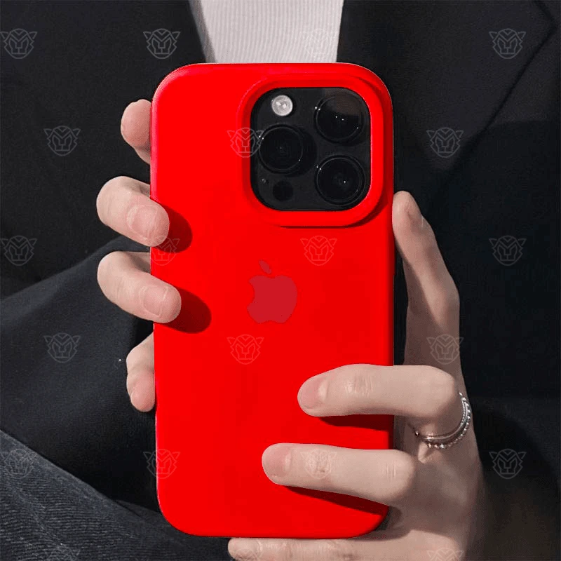 ins中国红液态硅胶手机壳适用iphone15promax大孔14/13/12/11防摔