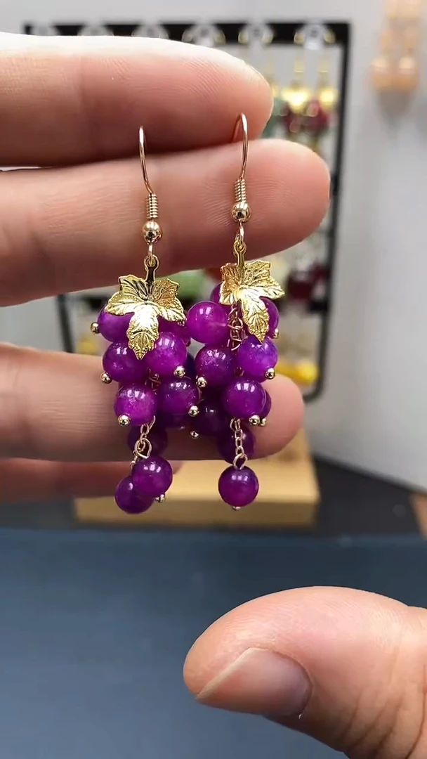 【闪购商品】苏纪石（舒俱来）耳坠银S925镀金镶嵌尺寸6mm葡萄01