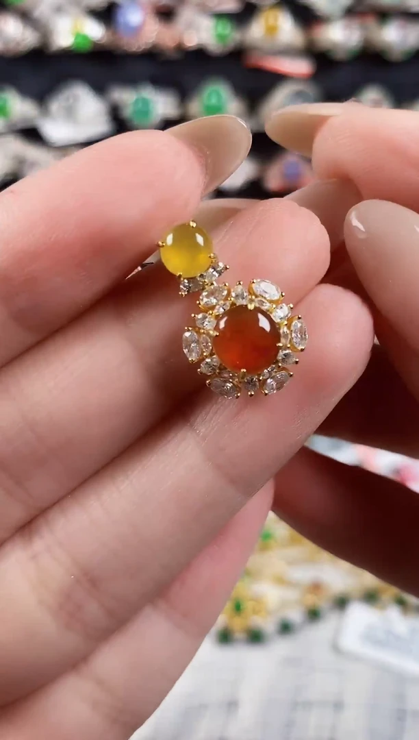 银S925镶嵌戒指翡翠 天然A货翡翠68