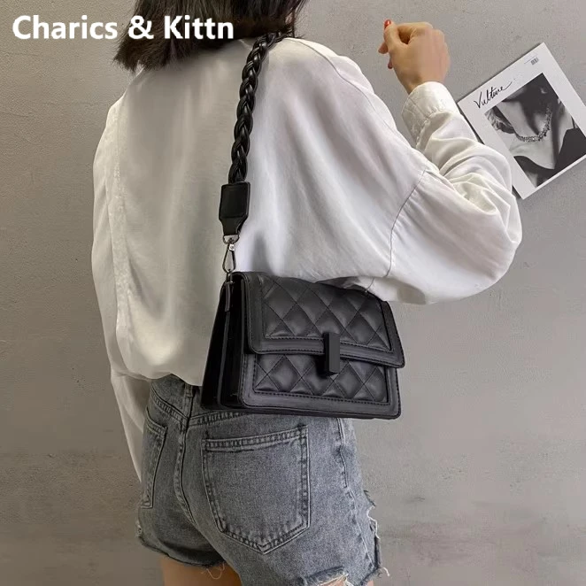Charics&Kittn真皮包包女士2025新款斜挎包腋下包狮岭包包单肩包