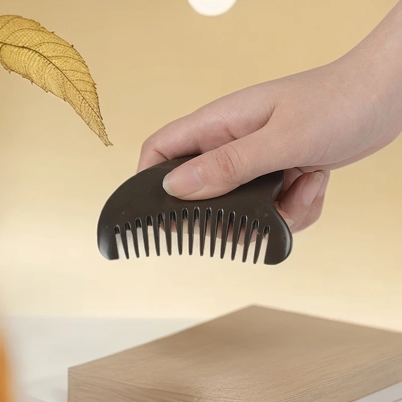 天然泗滨玄黄砭石按摩梳子刮刮两用