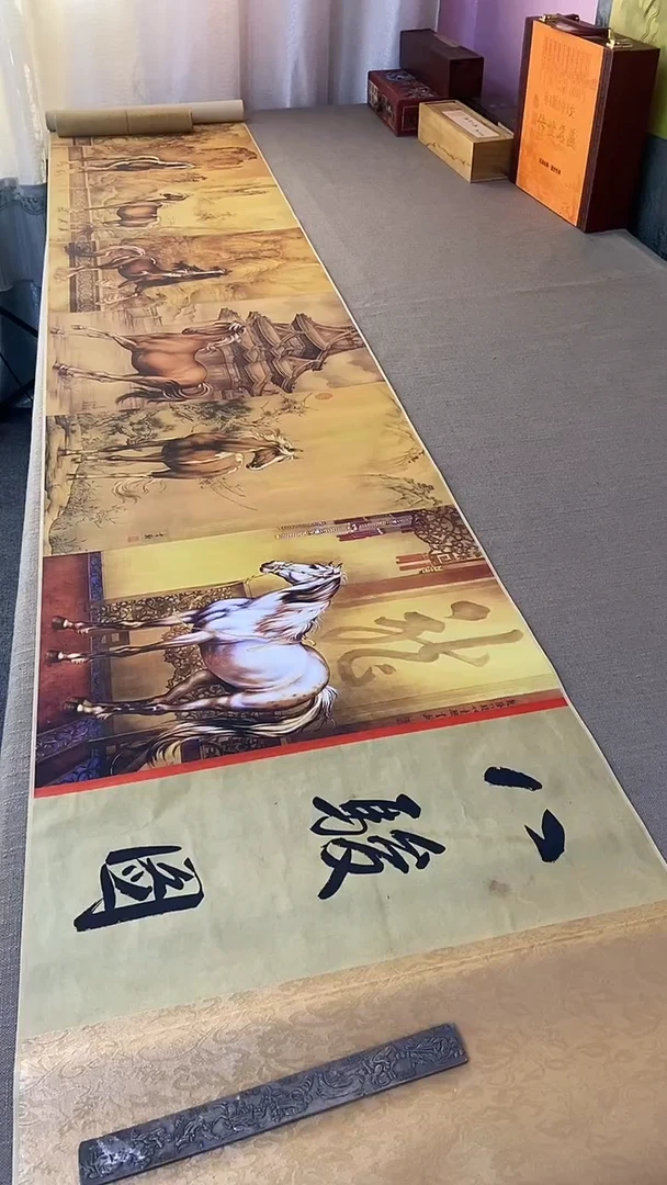 卷轴八骏图郎骏马