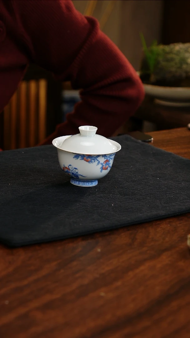 【闪购商品】杯子九桃五福两才盖碗