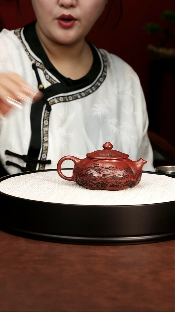 茶壶紫砂宜兴紫砂 筋纹寒江龙血砂 周昌荣