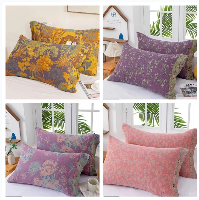 双层纱随机花型舒适柔软枕套（颜色随机）（花型随机（不接受备注）