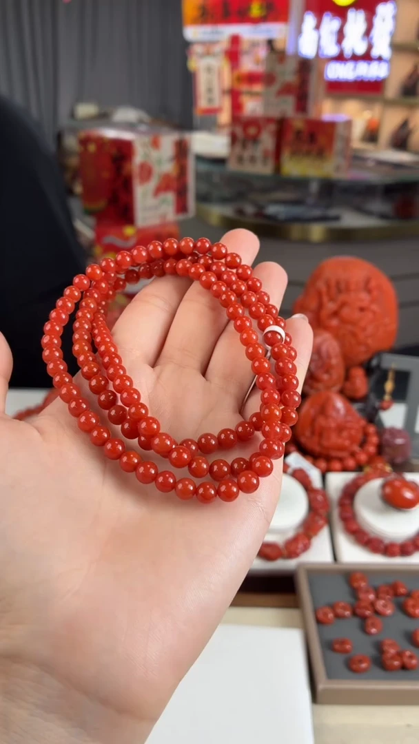 未镶嵌瓦西锦红多圈5mm南红玛瑙（多样式发其一）