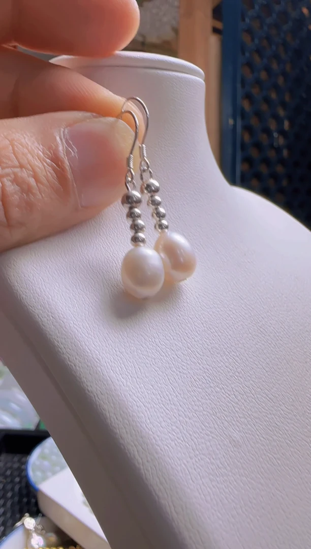 【闪购商品】淡水珍珠耳饰银S925镶嵌天然珍珠耳饰