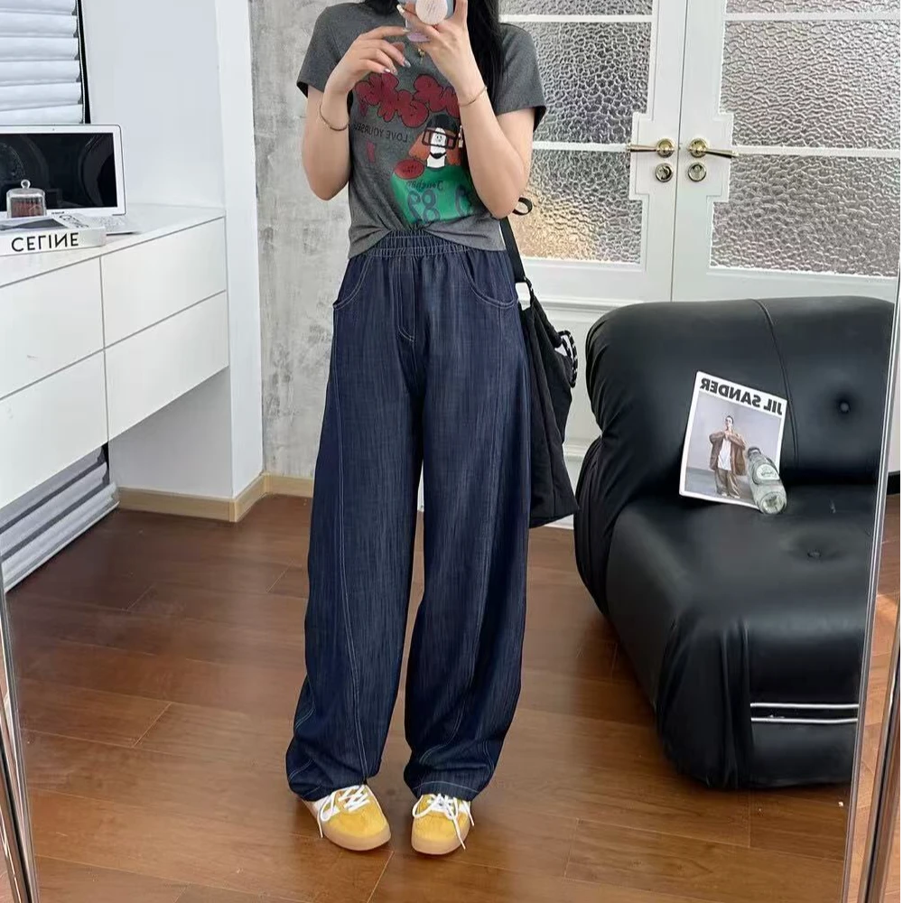 JR-清默认瑕疵NO退换！神仙裤！深蓝牛仔香蕉裤