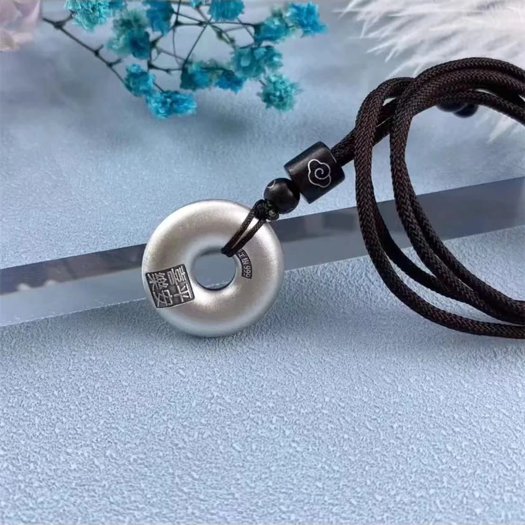 吊坠足银 足银平安喜乐吊坠带绳