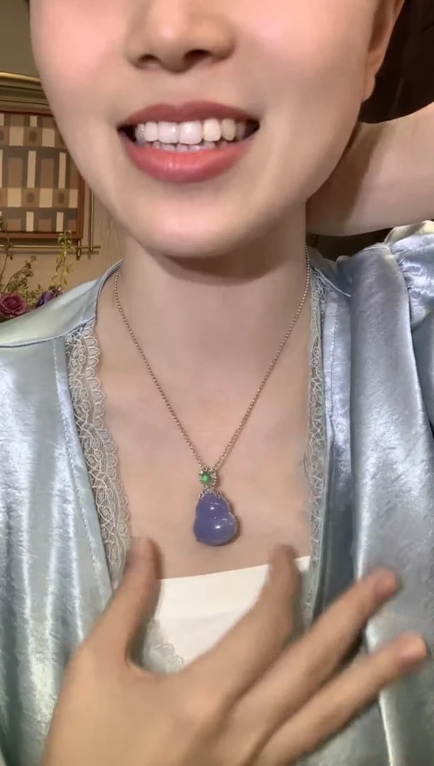吊坠(不含链)18K金镶嵌翡翠秋日珠宝W77紫货有色差