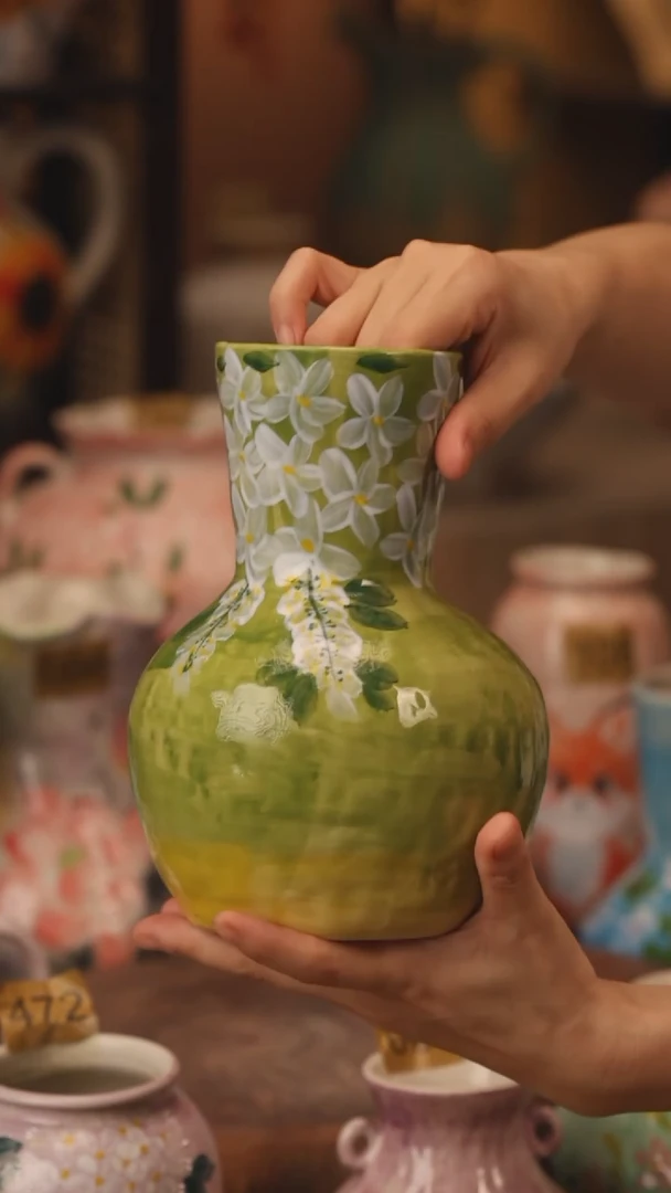 陶瓷420景德镇设计师手作花器摆件侘寂风