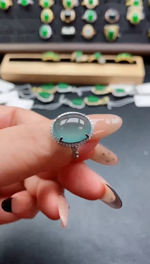 银S925镶嵌戒指翡翠1