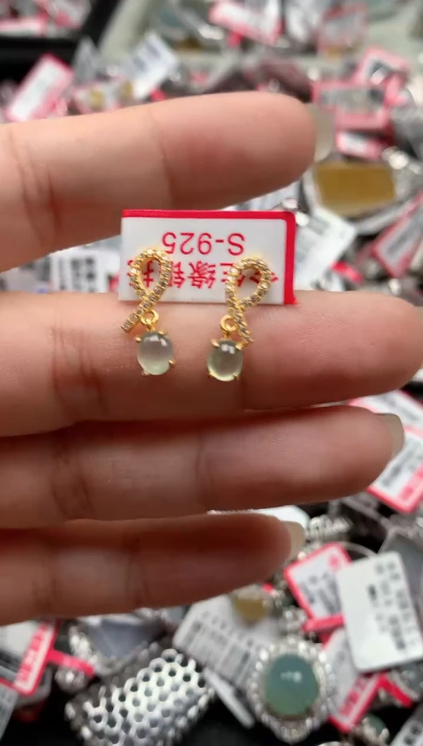 银S925镶嵌戒指翡翠天然A货缅甸翡翠