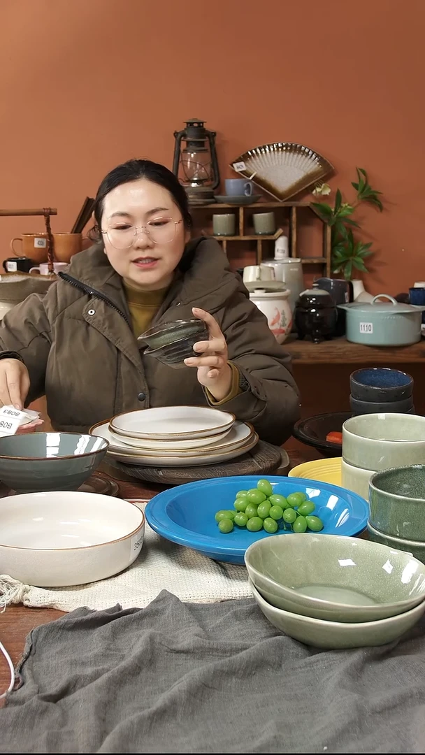 陶瓷B081陶瓷复古异形小碗2个微瑕