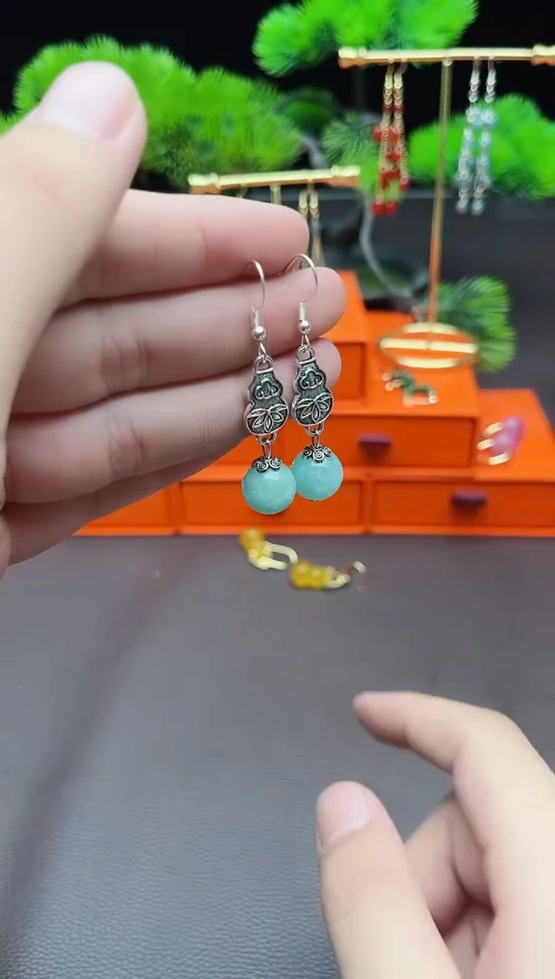 玛瑙/玉髓耳饰银S925镶嵌418