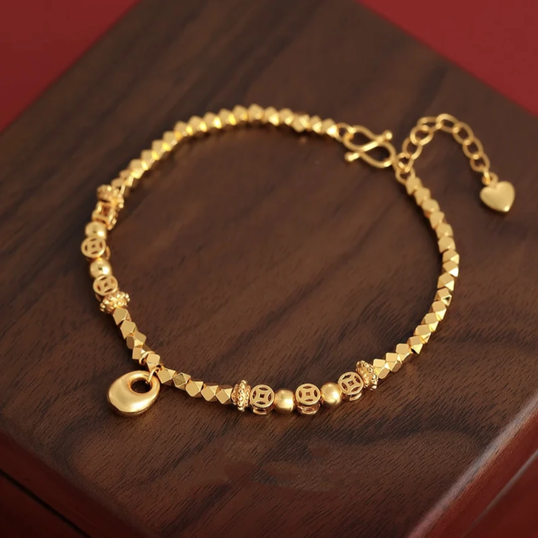 铜合金手链 福袋串珠简约手链新中式小众设计感手环国风精致