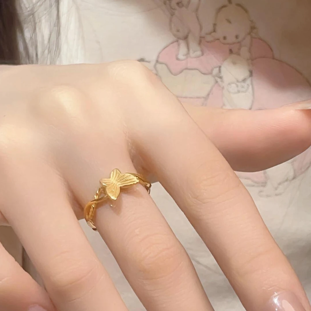 戒指缠绕蝴蝶轻奢小众显白指环百搭高级感甜美食指戒精