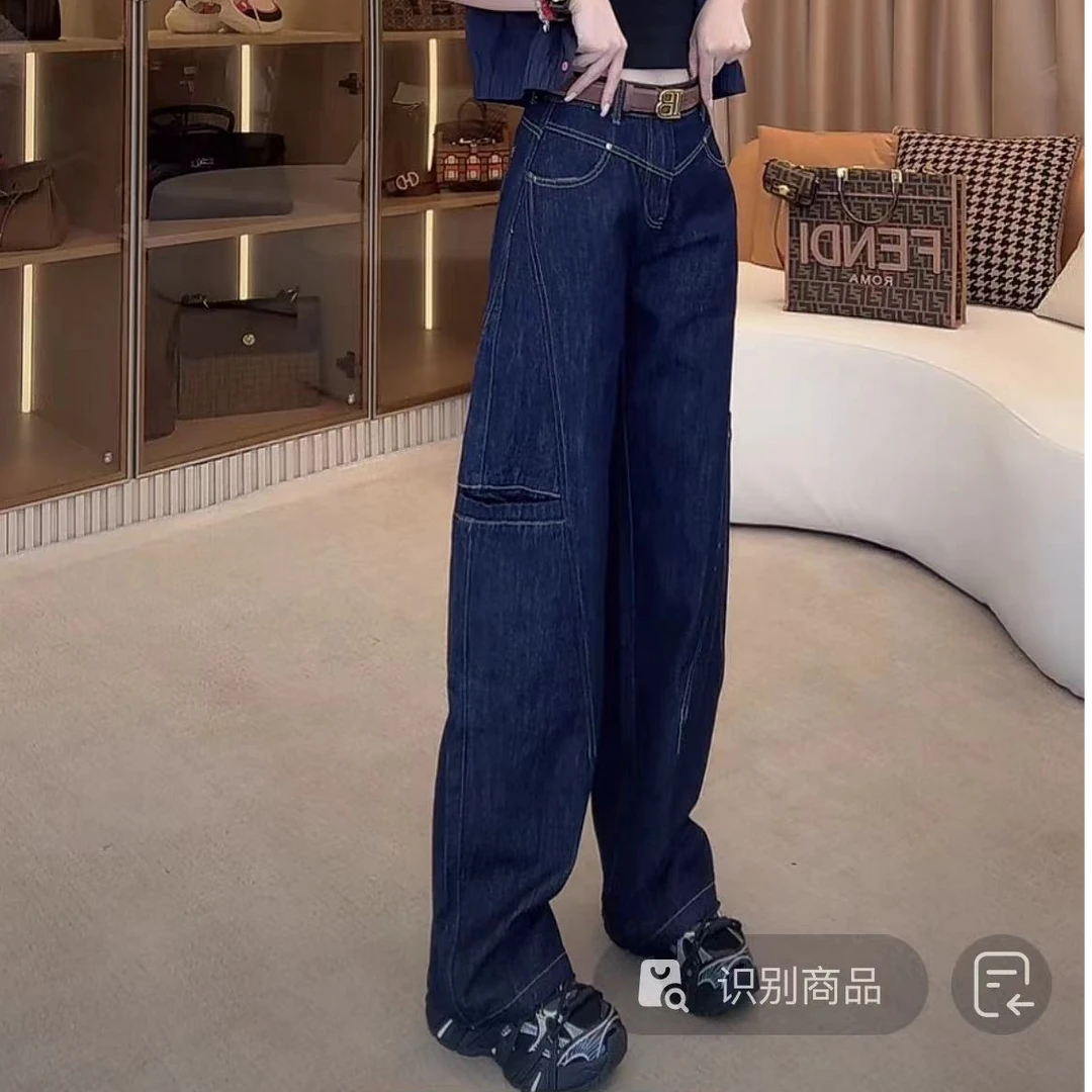Vini  新潮休闲百搭时尚显瘦个性牛仔长裤CK82207