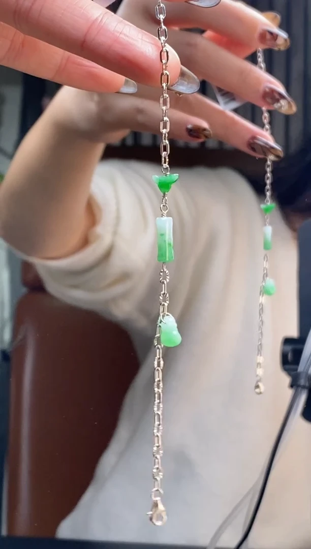 颈饰银S925镶嵌翡翠净货19475