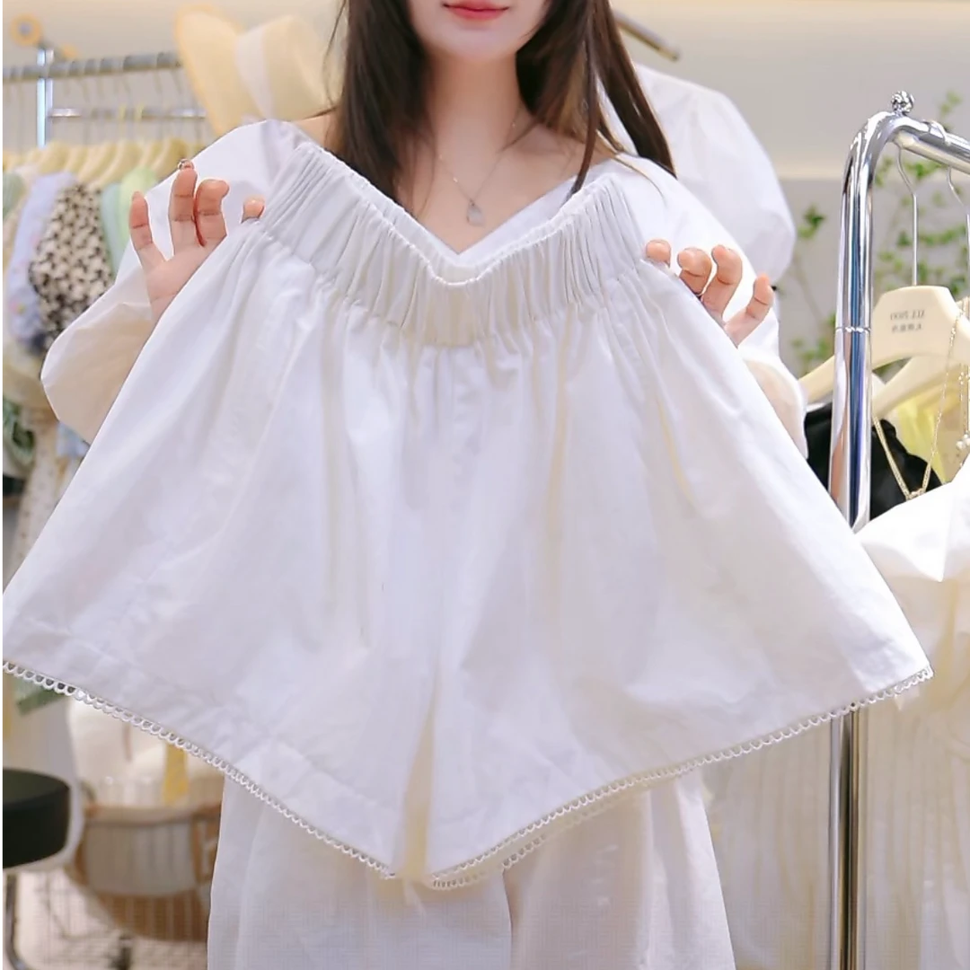 丨夏季新款纯色高腰松紧宽松短裤 SX5225