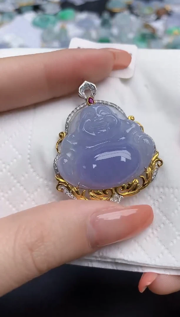 【闪购商品】翡翠颈饰18K金镶嵌天然缅甸翡翠A货