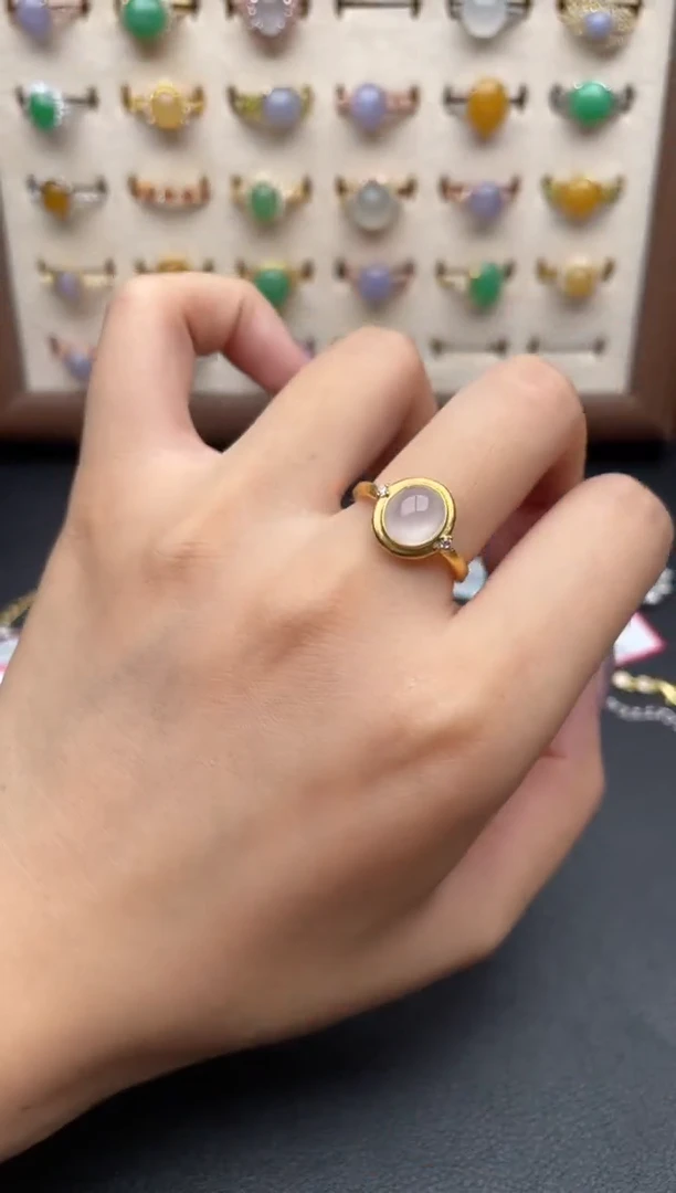 翡翠戒指银S925镶嵌一物一证一礼盒