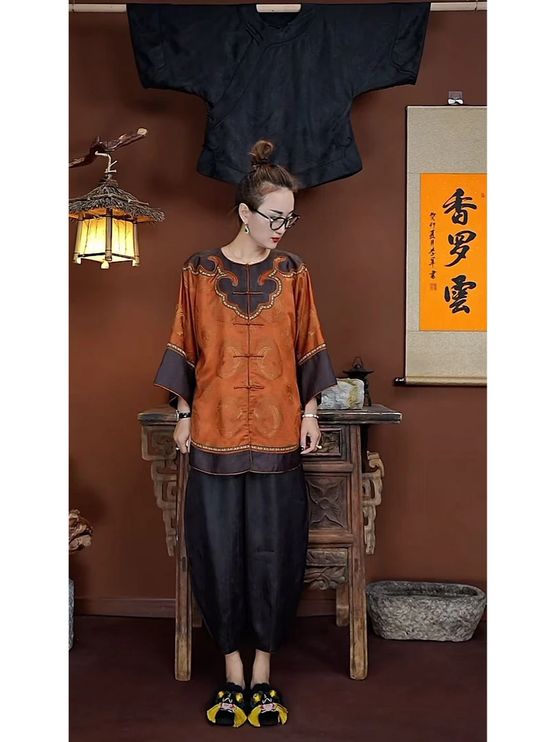 新中式6A级真丝复古 桑蚕丝香罗云香云纱121