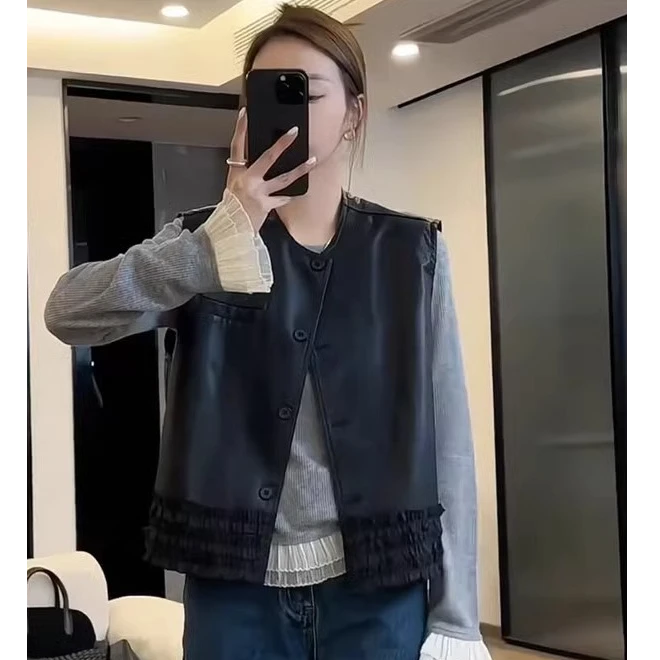 2025春季新款设计感皮马甲背心女小个子时髦洋气外穿时尚马夹上衣