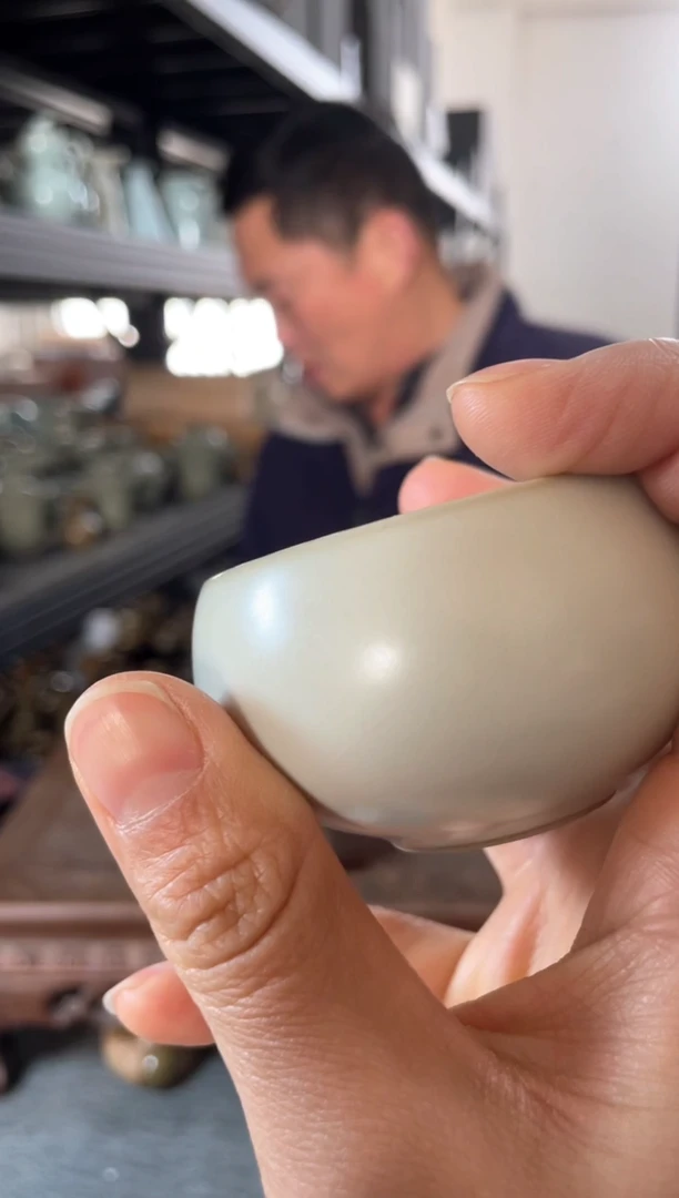 【闪购商品】瓷片月白  禅定杯 一对 微瑕