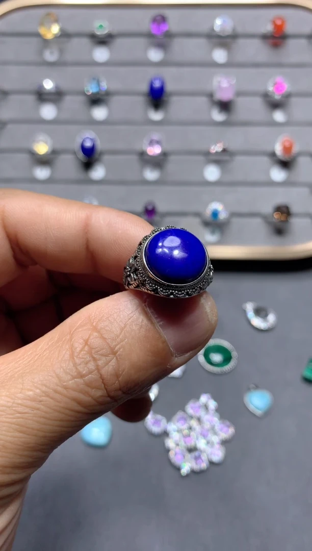 青金石未镶嵌戒指W18（随机性发货只发一单）