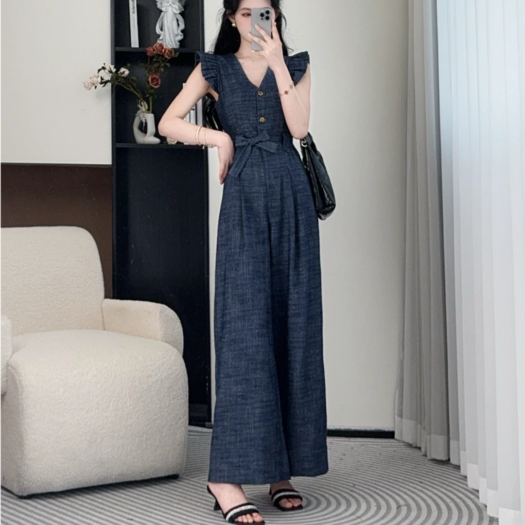 小八定制【旷野】25夏季收腰法式复古减龄显瘦气质连体裤 00023 LSC