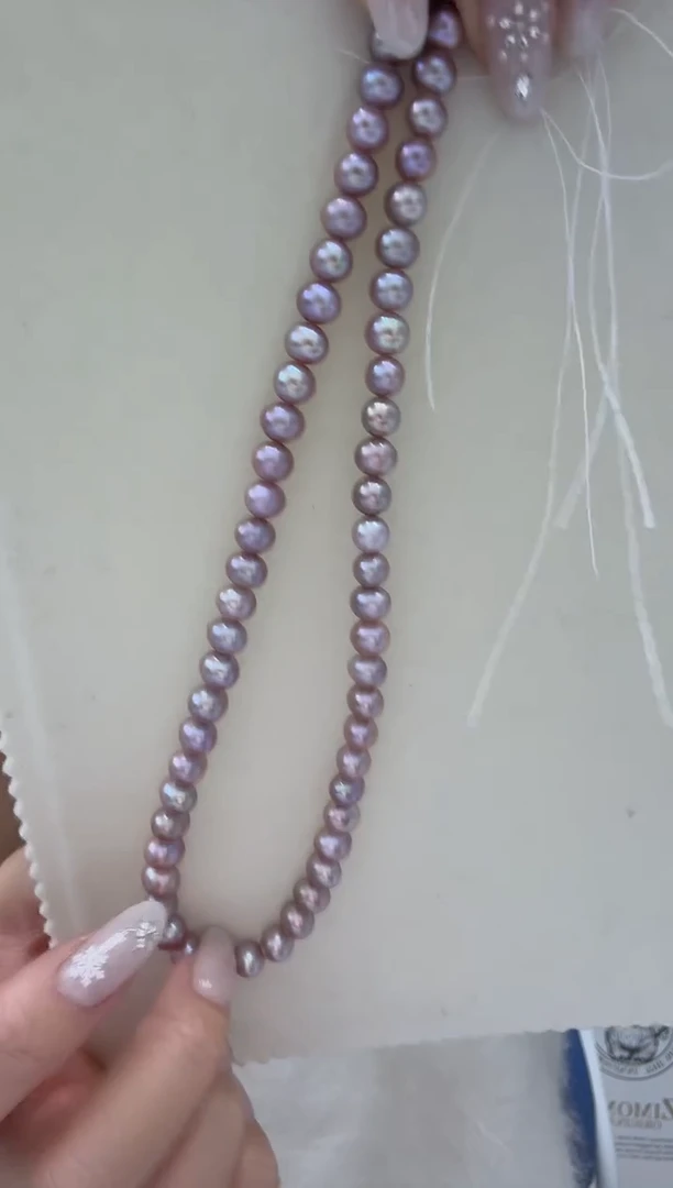 颈饰银S925镶嵌淡水珍珠紫 无核 6.3-7.3